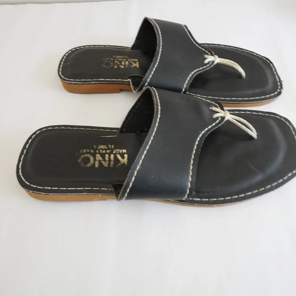 Kino Thong Leather Sandals Mens 13 Black Rope Preppy Nautical Beach Summer USA